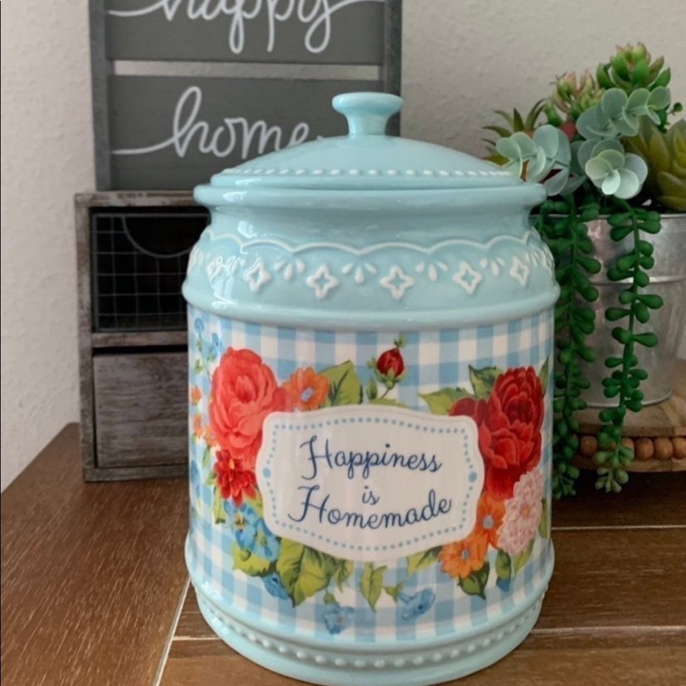 The Pioneer Woman Happiness is Homemade Sweet Rose Canister - Picture 1 of 4